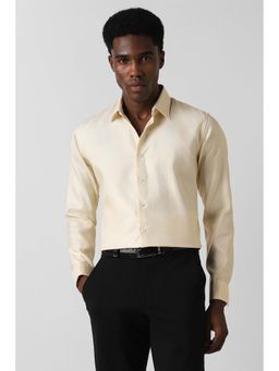 Van Heusen - Men Beige Slim Fit Textured Full Sleeves Formal Shirt