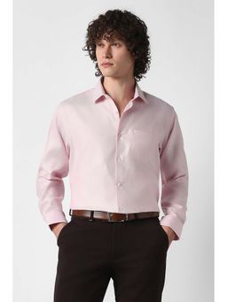 Van Heusen - Men Pink Texture Full Sleeves Formal Shirt
