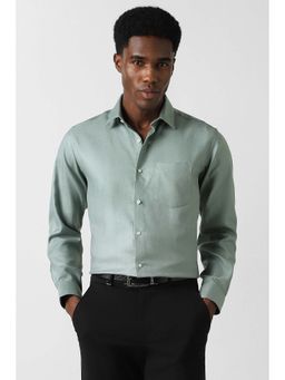 Van Heusen - Men Green Textured Full Sleeves Formal Shirt