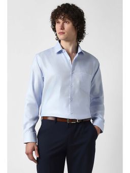 Van Heusen - Men Light Blue Textured Full Sleeves Formal Shirt
