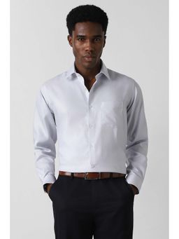 Van Heusen - Men Light Grey Textured Full Sleeves Formal Shirt