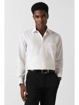 Van Heusen - Men Cream Textured Full Sleeves Formal Shirt