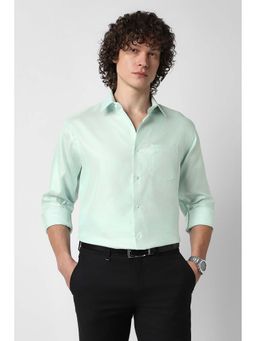 Van Heusen - Men Light Green Textured Full Sleeves Formal Shirt