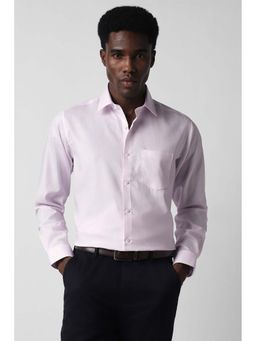 Van Heusen - Men Pink Straight Fit Textured Full Sleeves Formal Shirt