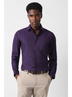 Van Heusen - Men Purple Textured Full Sleeves Formal Shirt