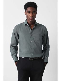 Van Heusen - Men Dark Green Regular Fit Textured Full Sleeves Formal Shirt