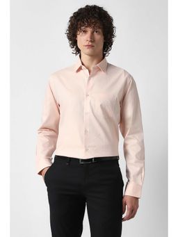Van Heusen - Men Peach Textured Full Sleeves Formal Shirt