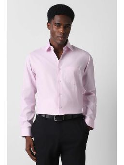 Van Heusen - Men Pink Textured Full Sleeves Formal Shirt