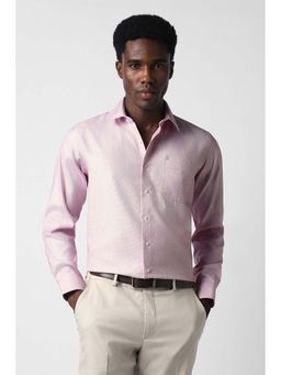 Van Heusen - Men Pink Slim Fit Print Full Sleeves Formal Shirt