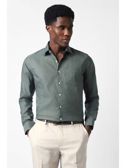 Van Heusen - Men Green Slim Fit Textured Full Sleeves Formal Shirt