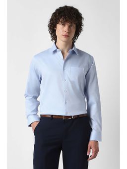 Van Heusen - Men Light Blue Slim Fit Textured Full Sleeves Formal Shirt