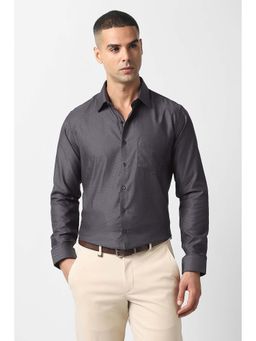 Van Heusen - Men Grey Slim Fit Textured Full Sleeves Party Shirt