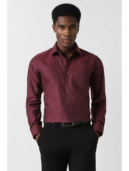 Van Heusen - Men Maroon Slim Fit Textured Full Sleeves Party Shirt