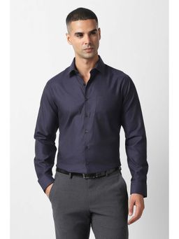 Van Heusen - Men Dark Purple Slim Fit Textured Full Sleeves Party Shirt