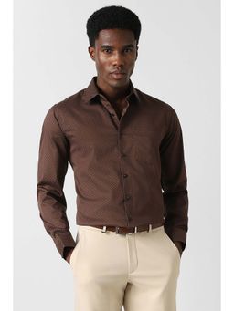 Van Heusen - Men Brown Slim Fit Print Full Sleeves Formal Shirt