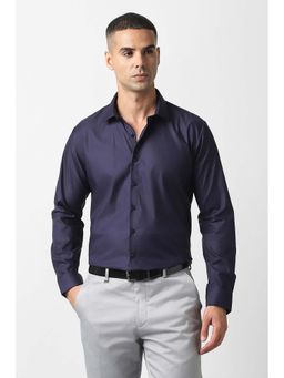 Van Heusen - Men Navy Blue Slim Fit Solid Full Sleeves Formal Shirt