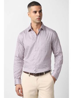 Van Heusen - Men Pink Tailored Fit Print Full Sleeves Party Shirt