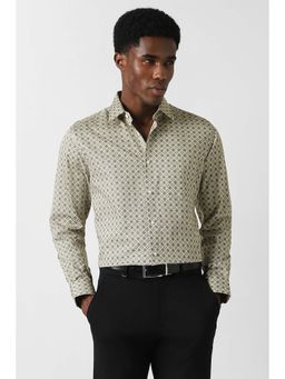 Van Heusen - Men Beige Tailored Fit Print Full Sleeves Party Shirt