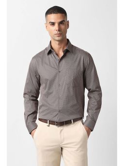 Van Heusen - Men Grey Tailored Fit Print Full Sleeves Party Shirt