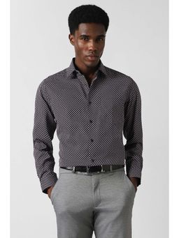 Van Heusen - Men Black Tailored Fit Print Full Sleeves Party Shirt