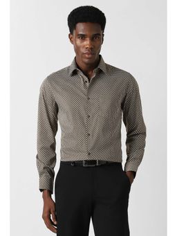 Van Heusen - Men Olive Tailored Fit Print Full Sleeves Party Shirt