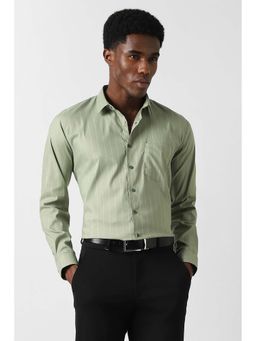 Van Heusen - Men Green Slim Fit Stripe Full Sleeves Formal Shirt