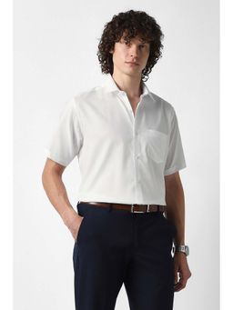Van Heusen - Men White Solid Half Sleeves Formal Shirt