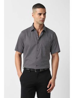 Van Heusen - Men Black Print Half Sleeves Party Shirt
