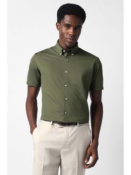 Van Heusen - Men Olive Slim Fit Half Sleeves Formal Shirt