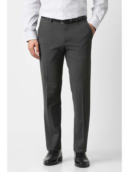 Van Heusen - Men Grey Textured Slim Fit Trousers
