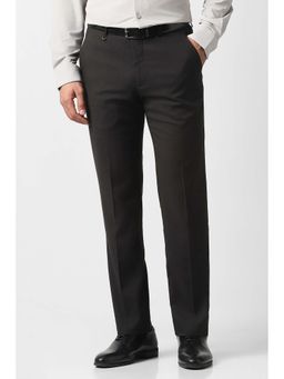 Van Heusen - Men Black Solid Slim Fit Trousers