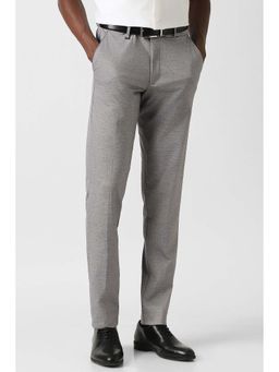 Van Heusen - Men Grey Textured Slim Fit Trousers