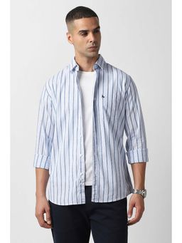 Van Heusen - Men Light Blue Slim Fit Stripe Full Sleeves Casual Shirt
