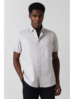 Van Heusen - Men Grey Slim Fit Solid Half Sleeves Casual Shirt