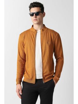 Van Heusen - Men Gold Textured Round Neck Jacket