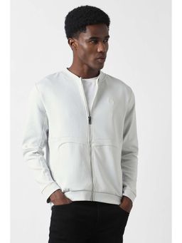 Van Heusen - Men Off White Solid Stylized Neck Jacket