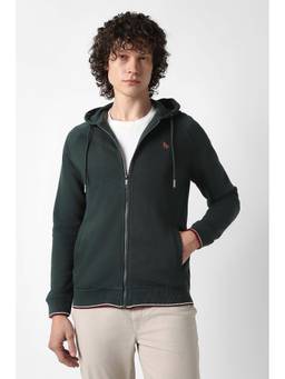 Van Heusen - Men Green Solid Hooded Neck Jacket