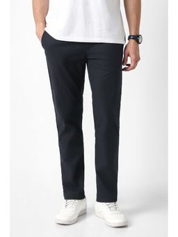 Van Heusen - Men Black Textured Crop Fit Trousers