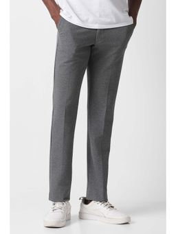 Van Heusen - Men Grey Textured Slim Fit Trousers