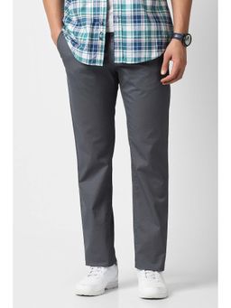 Van Heusen - Men Grey Textured Regular Fit Trousers