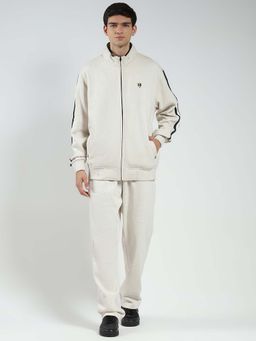 Monte Carlo - Men Beige Solid High Neck Co-Ord (Set of 2)