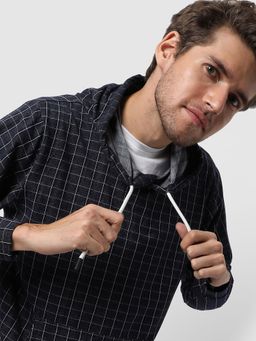 Campus Sutra - Men Checks Stylish Casual Hooded Sweatshirts