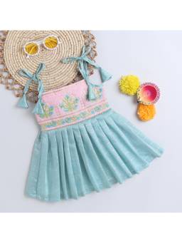 Many Frocks - Baby Blue Embroidered Frock Dress