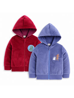 Baby Nation - Unisex Multi-Color Solid Cotton Hoodie (Pack of 2)