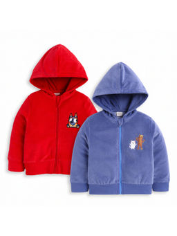 Baby Nation - Unisex Multi-Color Solid Cotton Hoodie (Pack of 2)