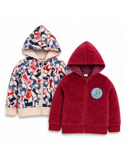 Baby Nation - Unisex Multi-Color Solid Cotton Hoodie (Pack of 2)