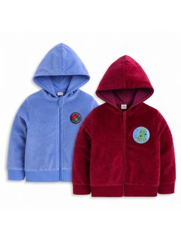 Baby Nation - Unisex Multi-Color Solid Cotton Hoodie (Pack of 2)