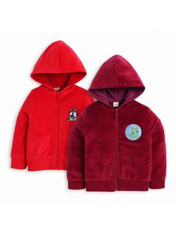 Baby Nation - Unisex Multi-Color Solid Cotton Hoodie (Pack of 2)