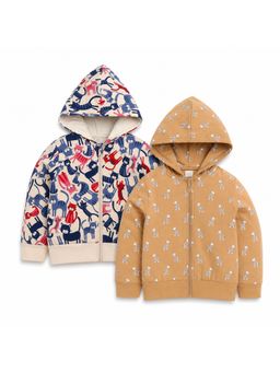 Baby Nation - Unisex Multi-Color Printed Cotton Hoodie (Pack of 2)