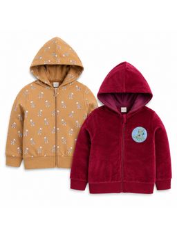 Baby Nation - Unisex Multi-Color Printed Cotton Hoodie (Pack of 2)